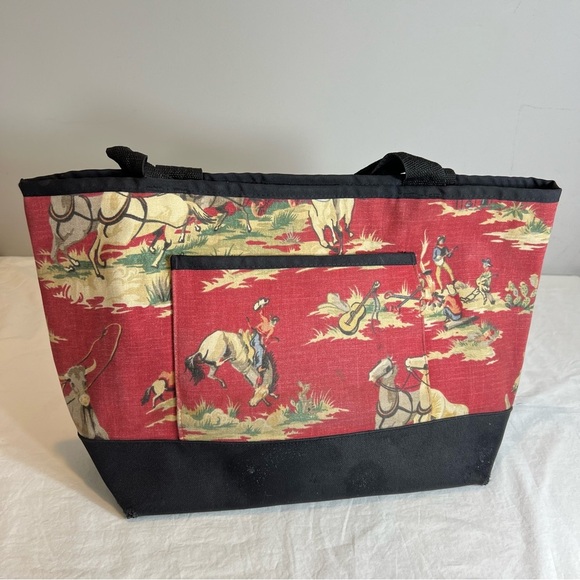 Sally Spicer, Western cowboy rodeo canvas, double handle tote bag - Picture 1 of 16